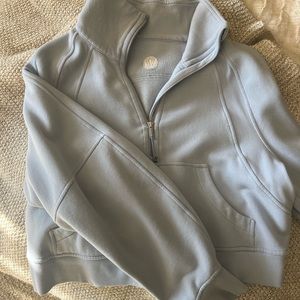 Blue linen lululemon funnel neck scuba